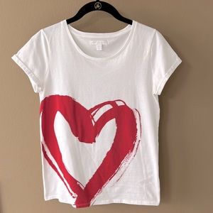 Burberry Red Heart white folded sleeve tshirt